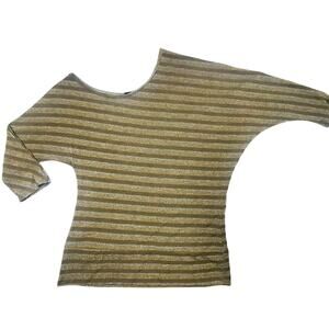 Urban Mango Gold Silver Brown Sweater 3/4 Sleeve Top Shirt Medium M Outfitter